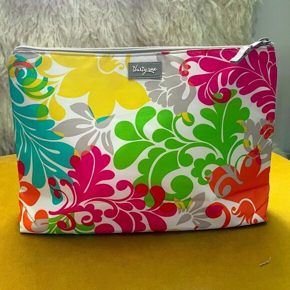 Thirty-One Thermal Zipper Pouch Floral EUC - Picture 1 of 9